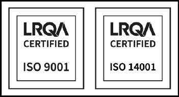 Logo des certifications LRQA ISO 14001 et 9001 qui atteste des engagements environnementaux et qualités LiNEGUARD